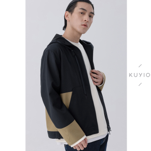 Tricot复合低饱和撞色冲锋衣夹克外套男 J25 解构穿梭绳结 KUYIOU