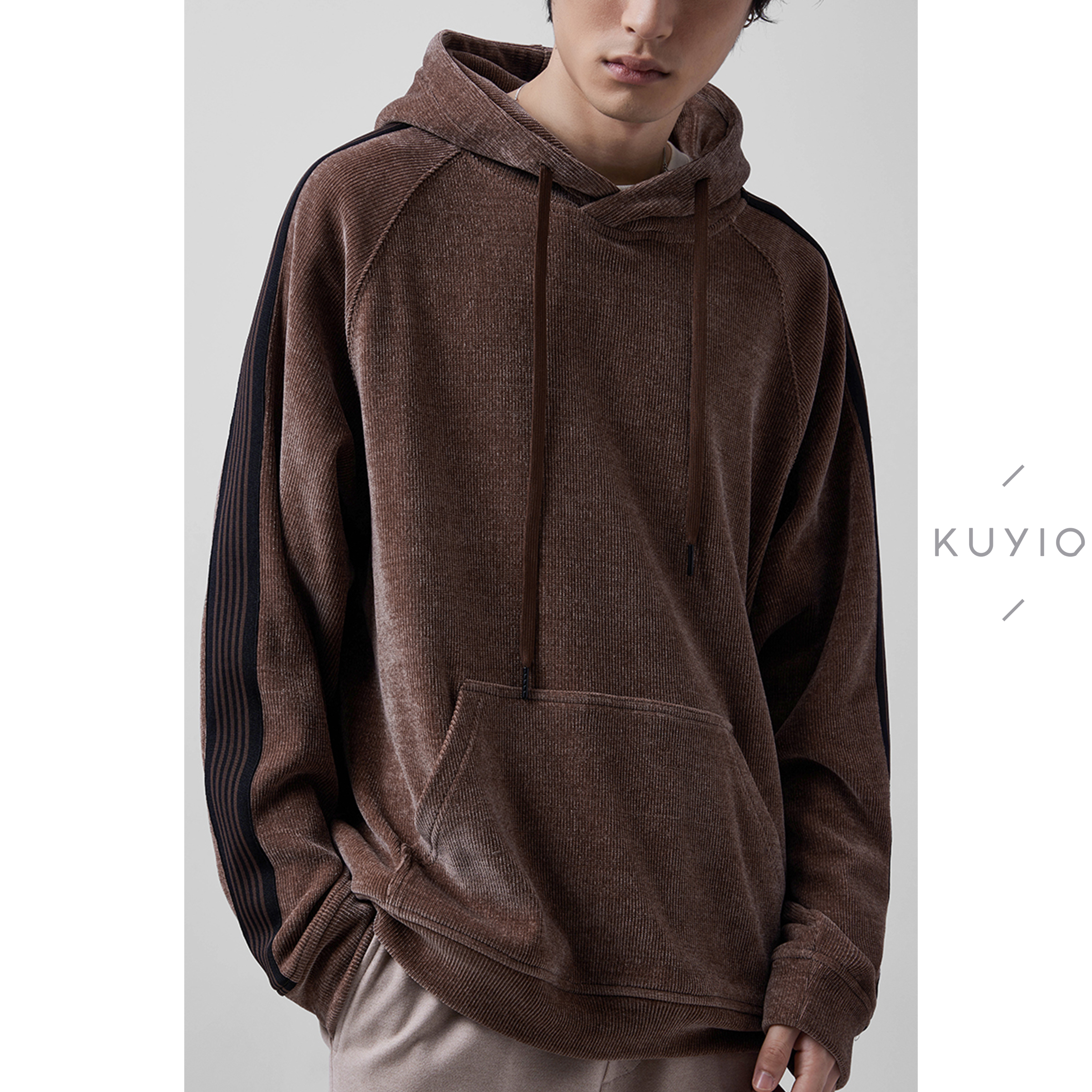 kuyiou高街侧条纹软糯w08卫衣