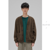 定织灯芯绒落肩宽松廓形道袍开衫 KUYIOU 页岩沉积纹理提花 外套男