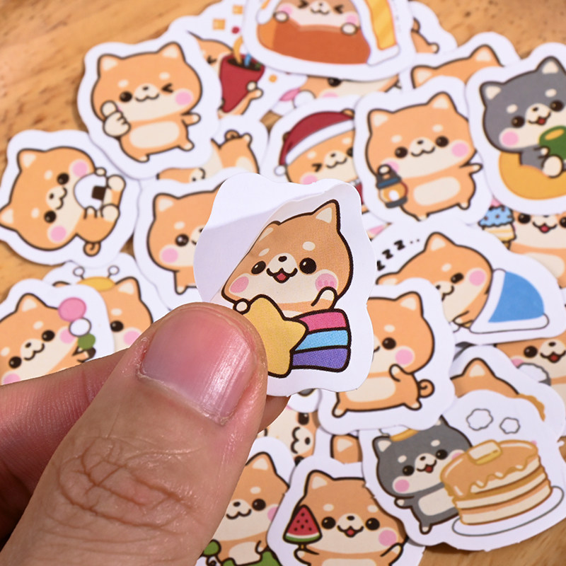 可爱柴犬贴纸儿童卡通不干胶装饰