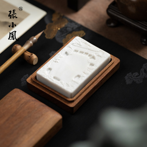 张小凤迷你兰亭白端砚台朱砂专用