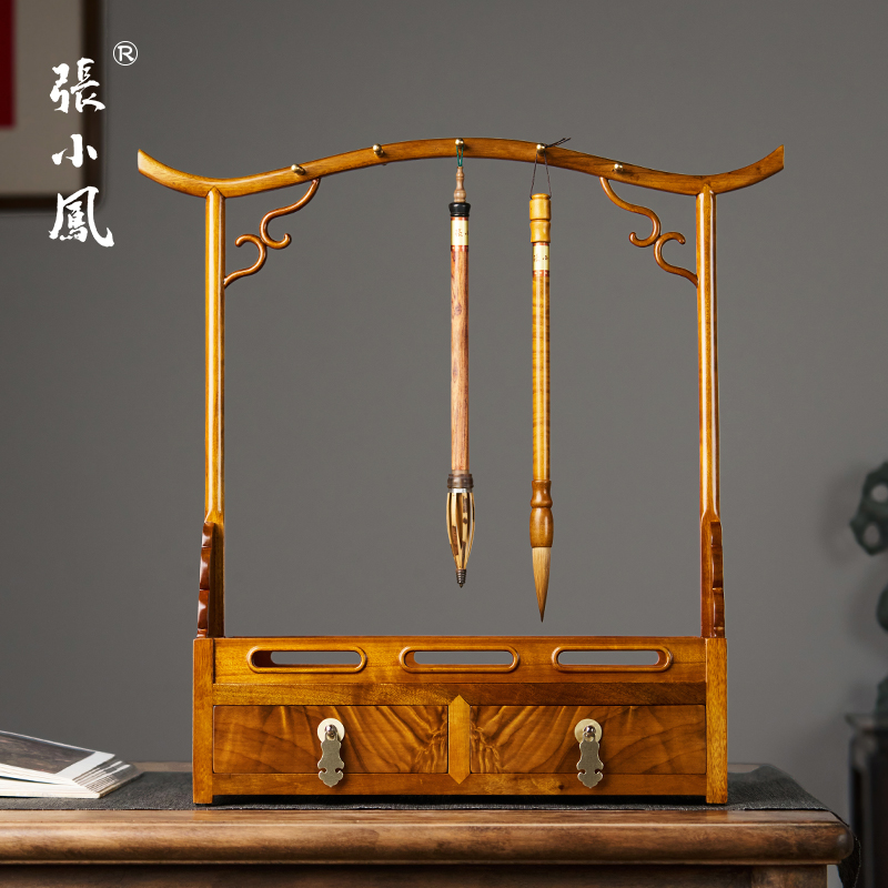 张小凤金丝楠木笔挂高端摆件品