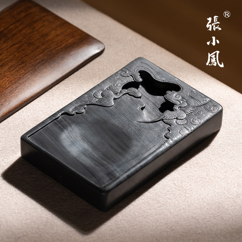 张小凤孤品歙砚可磨墨原石雕刻