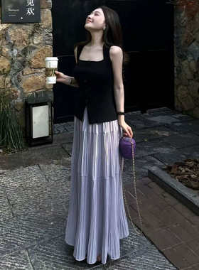 夏日绝美搭配一整套高级感温柔纯欲御姐气质无袖背心半身裙两件套