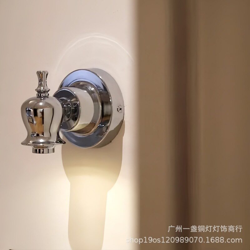Vintage中古风格迷你小壁灯花朵银色壁灯包豪斯楼梯氛围灯床头灯