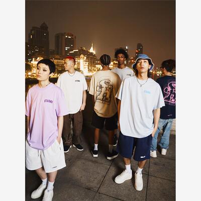 STA X RMD夏季国潮原创SR美式潮流幻影宽松休闲情侣装短袖T恤男