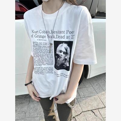 【认准原创】涅槃乐队vintage科特柯本人像印花短袖高街男T恤