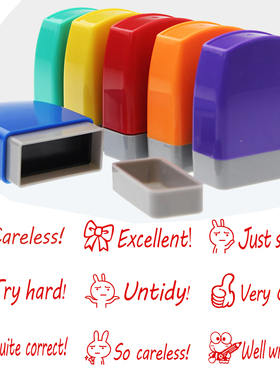 印章英语教师用英文作业批改印章奖励章小学英语老师奖励印章评价评语章套装 Very good Perfect! Excellent!