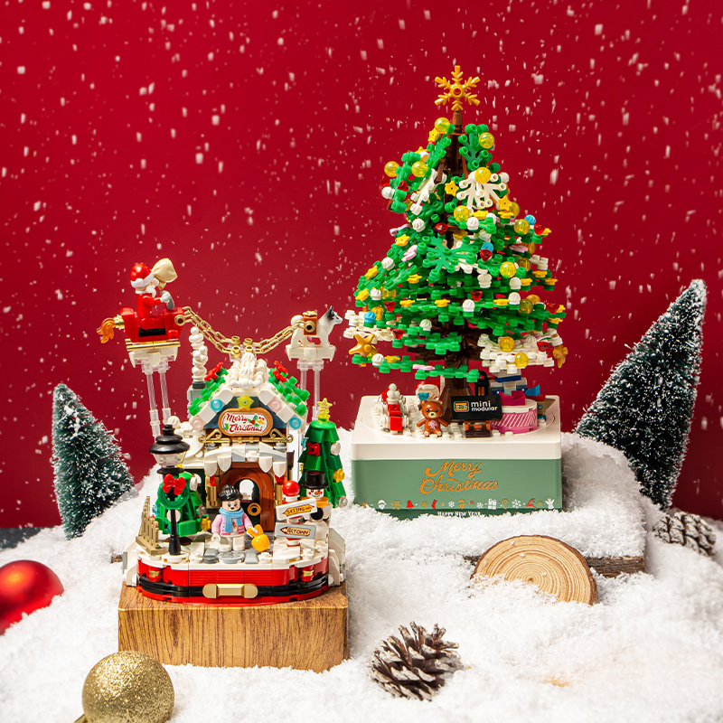 俐智LOZ圣诞树积木音乐盒