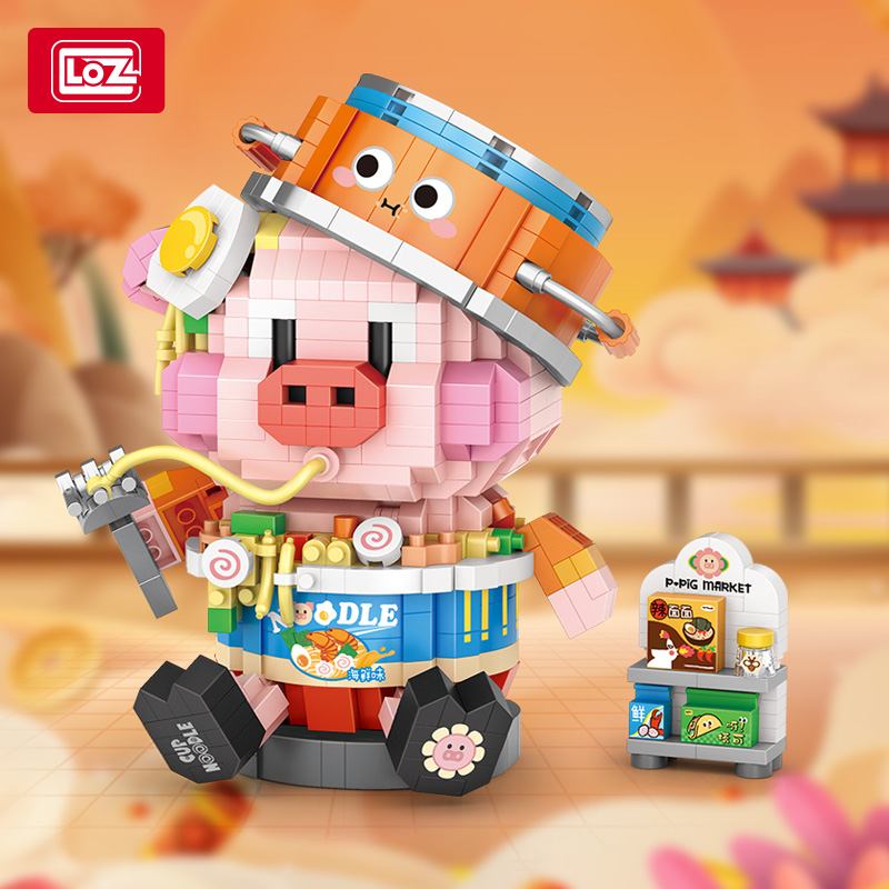 LOZ罐头猪仔面中国积木拼