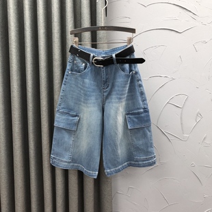 裤 欧货高腰宽松休闲五分牛仔短裤 百搭显瘦阔腿工装 时尚 女2026夏季