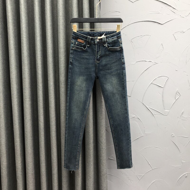 韩版高腰修身小脚牛仔裤女2026春季新款时尚弹力百搭紧身铅笔裤子
