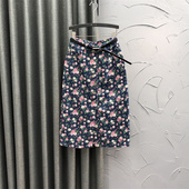 高腰碎花牛仔半身裙女2026年新款 洋气潮流A字中长包臀裙 夏天时尚