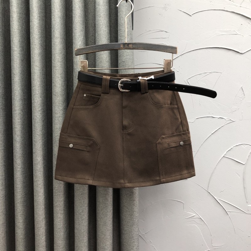 高腰牛仔短裙女2025秋冬时尚洋气减龄咖色A字打底工装半身包臀裙,女装/女士精品,半身裙,淘宝优惠券,粉丝福利购,淘宝优惠卷