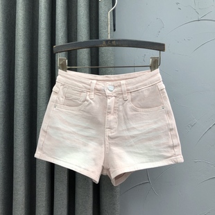 百搭弹力A字阔腿热裤 粉色高腰减龄牛仔短裤 新款 时尚 潮 女2026夏季