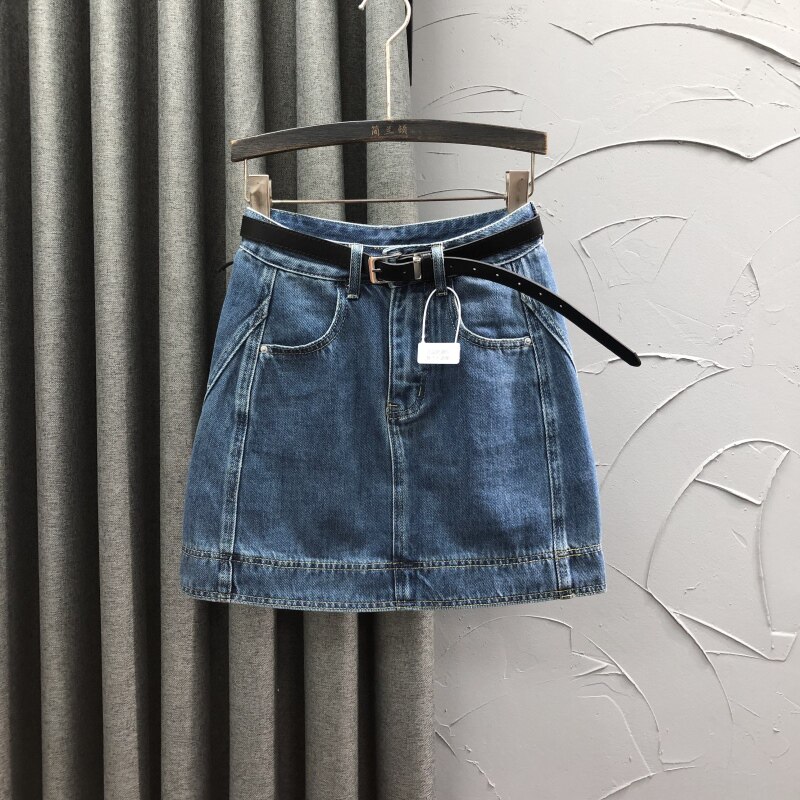 深蓝色高腰牛仔短裙女2026年夏季时尚洋气减龄百搭A字半身包臀裙