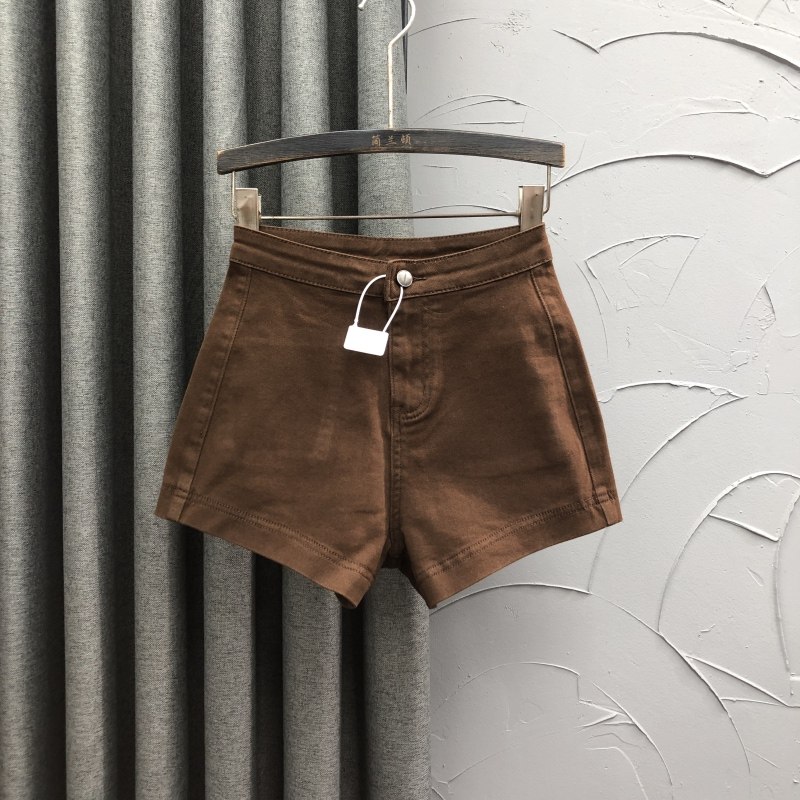 清仓咖啡色高腰牛仔短裤女秋冬时尚弹力百搭显瘦A字打底阔腿靴裤,女装/女士精品,牛仔裤,淘宝优惠券,粉丝福利购,淘宝优惠卷