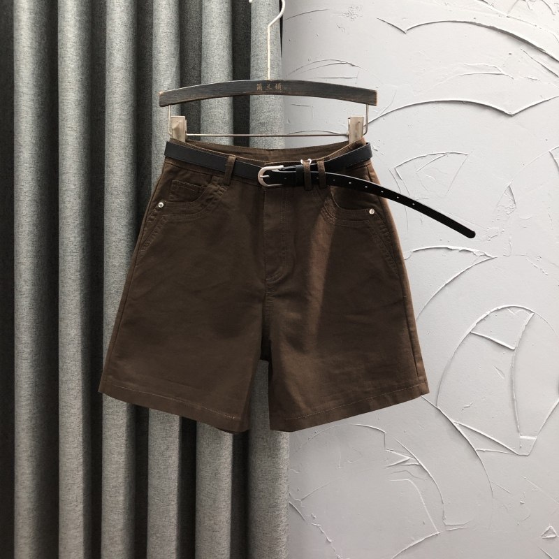 咖啡色高腰休闲五分牛仔短裤女2026夏天时尚新款百搭弹力直筒中裤