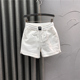 女2025新款 夏季 时尚 白色休闲松紧腰短裤 宽松百搭洋气直筒阔腿热裤