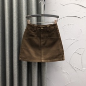 咖啡色高腰牛仔短裙女2026春夏时尚 洋气百搭弹力A字半身包臀裙子