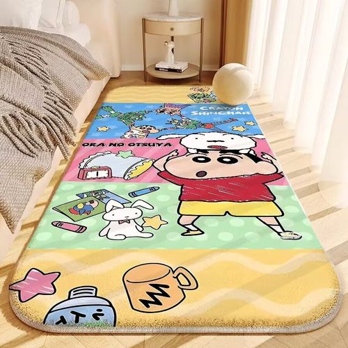 蜡笔小新卡通可爱卧室床边毯