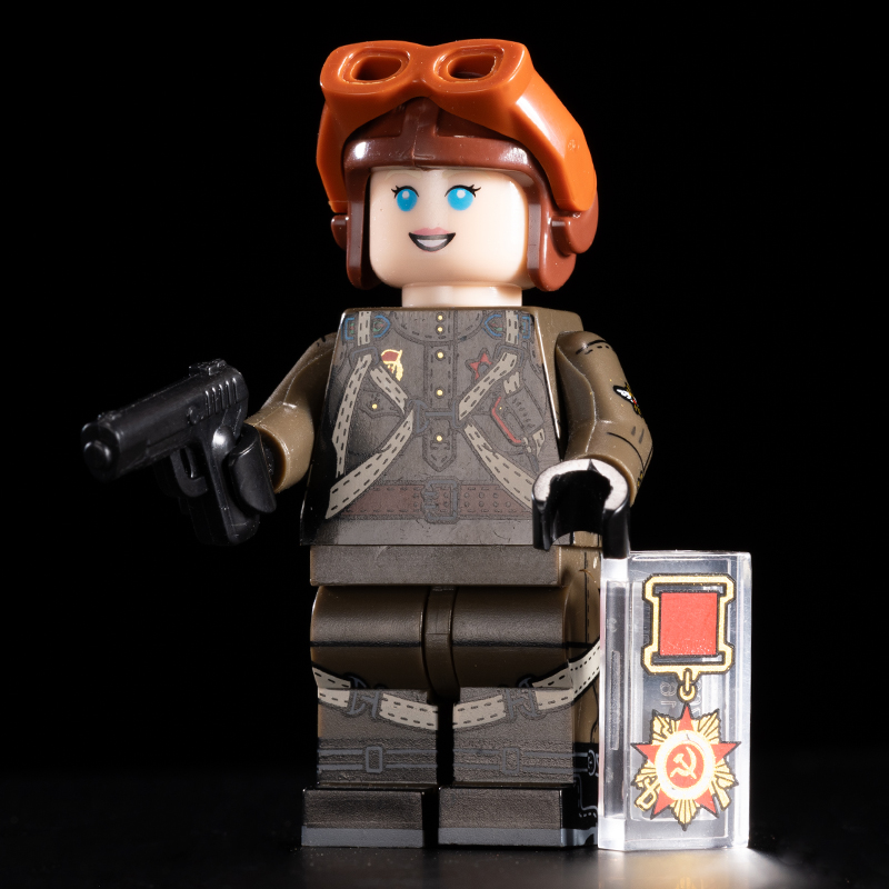 苏联骑兵军团士兵女飞行员第三方拼装积木人仔玩具N601