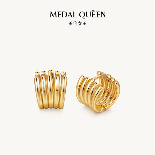 金色流光耳环圆圈耳扣S925银包K