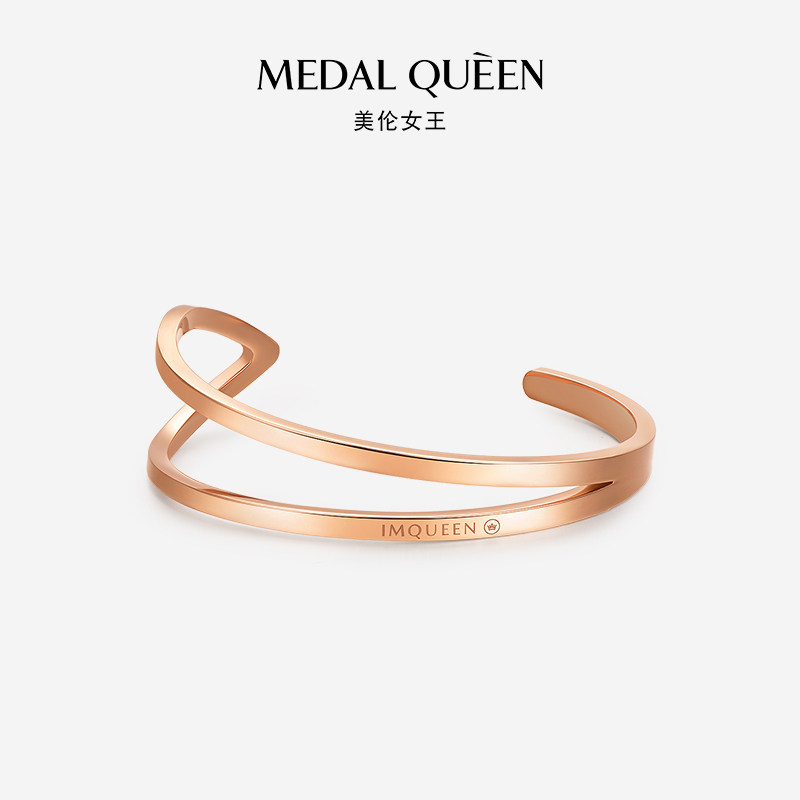 双C手镯勾勒线条镀18K真金材质