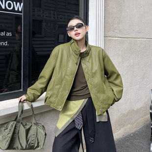 美拉德pu皮衣羽绒外套女2025年秋冬季新款超好看百搭加绒夹克