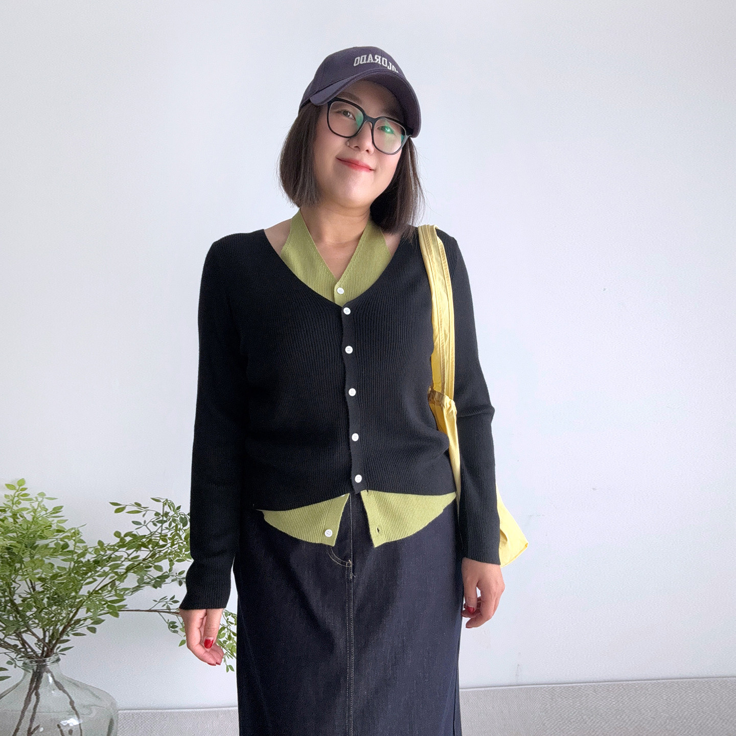 大爽大码女装撞色假两件挂脖针织衫女春季胖mm显瘦休闲长袖上衣潮