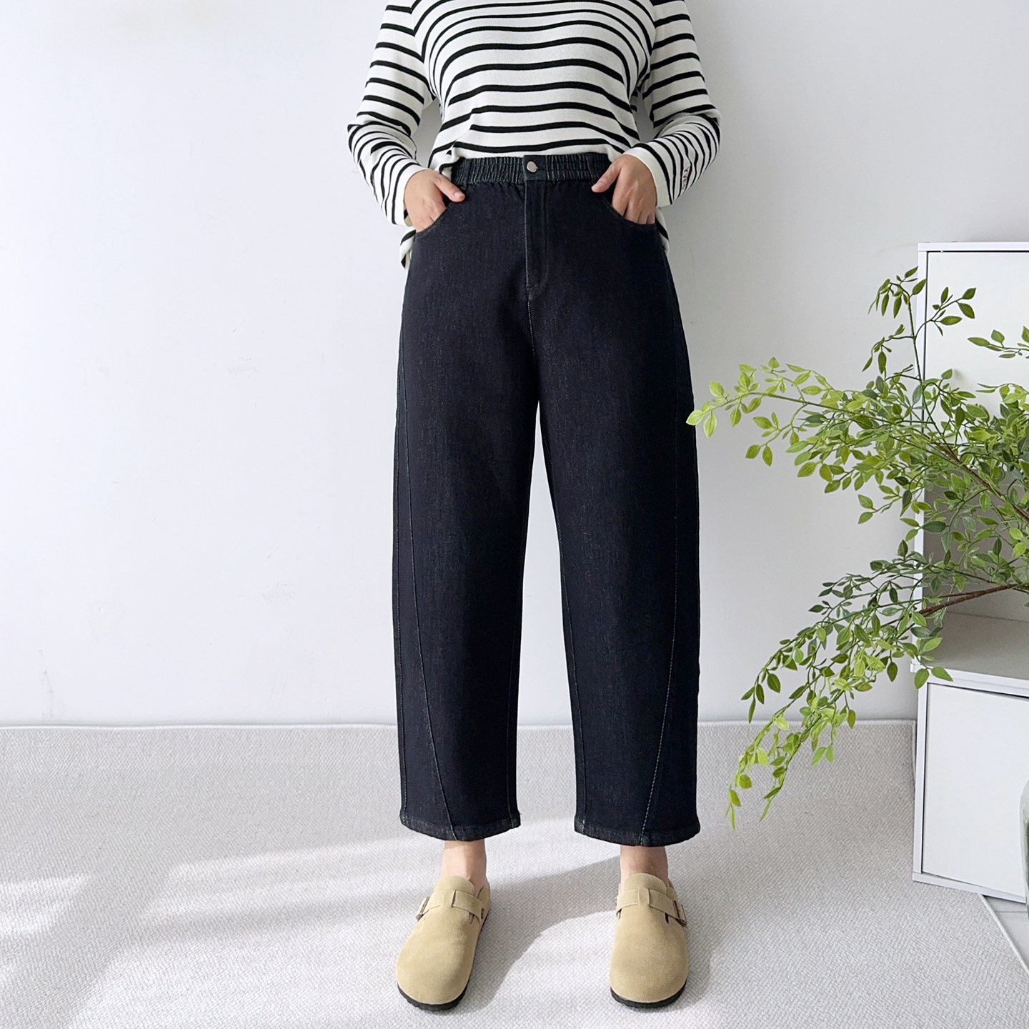 大爽家大码加绒哈伦牛仔裤女冬季
