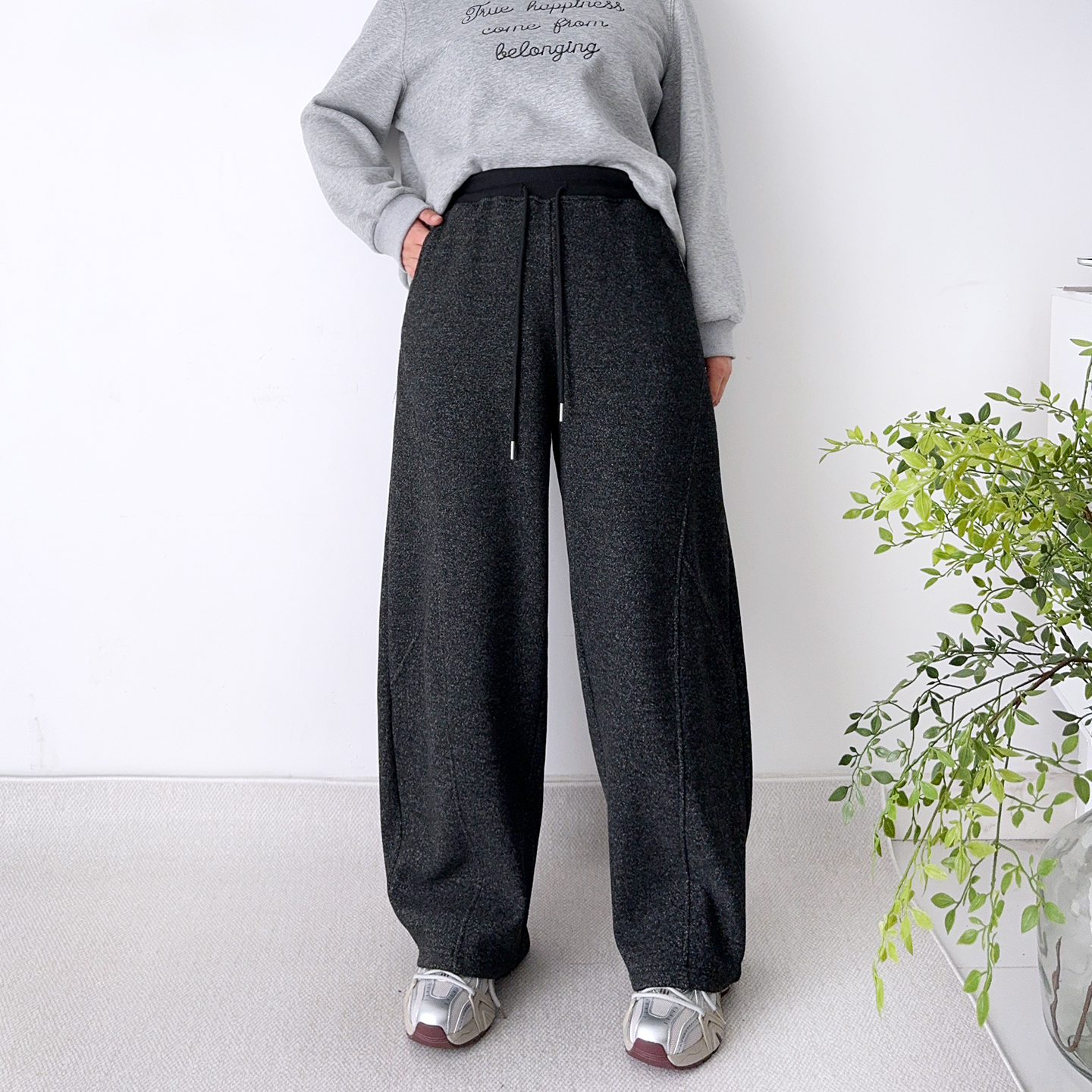 大爽大码加绒高个子弯刀休闲裤女