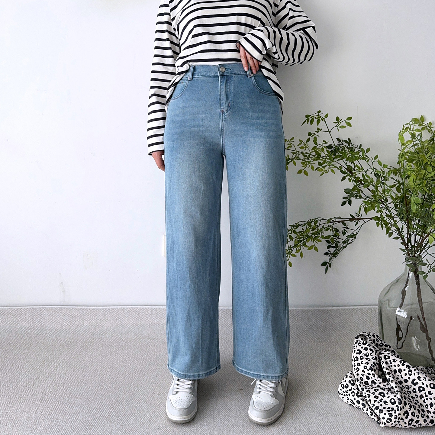 大爽大码女装窄版直筒牛仔裤女2026春季奶奶裤胖mm高腰裤子200斤