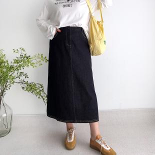 大爽大码女装牛仔半裙女春季半身裙高腰a字裙胖mm长裙显瘦裙子