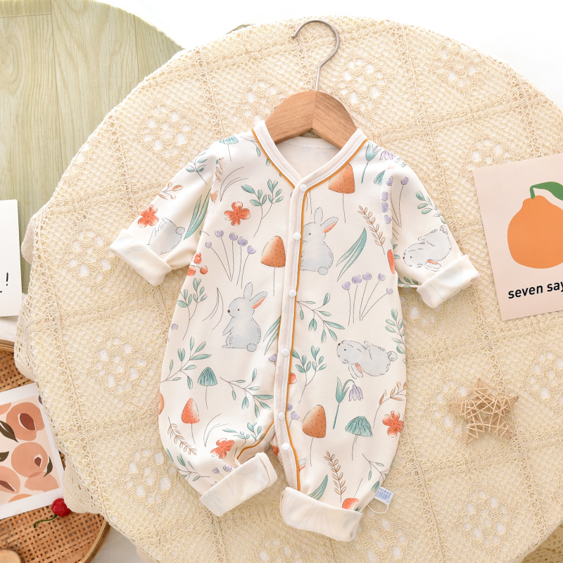 婴儿连体衣无骨长袖哈衣春秋季