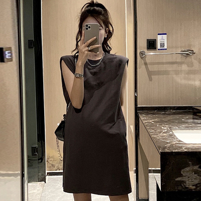 孕妇夏装T恤连衣裙大码无袖x上衣小个子短款外穿休闲宽松显瘦裙子