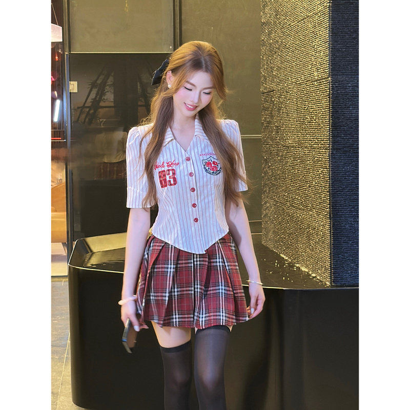 街头风辣妹风衬衫女春季美式复古酒店工作制服