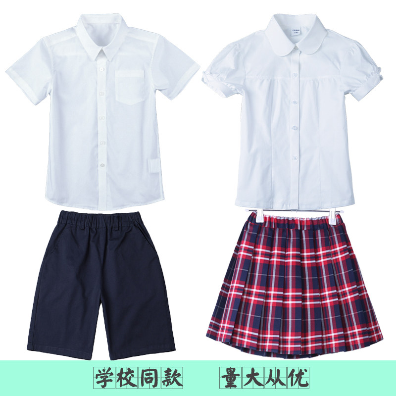 中小学生礼服夏季白色衬衫纯棉