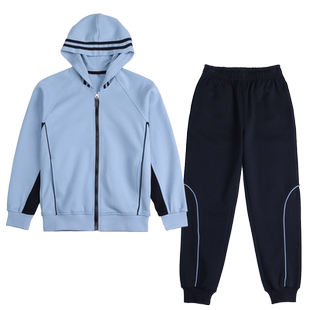 小学生校服套装春秋英伦学院风运动装外套男女童儿童棒球服浅蓝色
