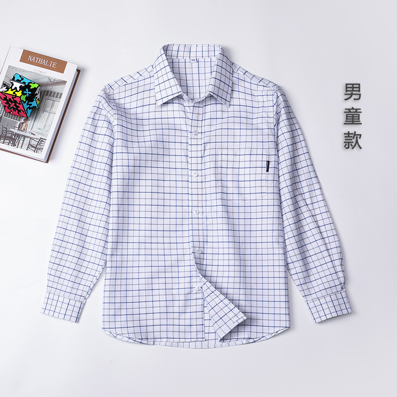 夏季校服短袖格子衬衫