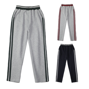 小学生校服裤子冬季加绒灰色墨绿杠条儿童女童校裤藏青男童运动裤