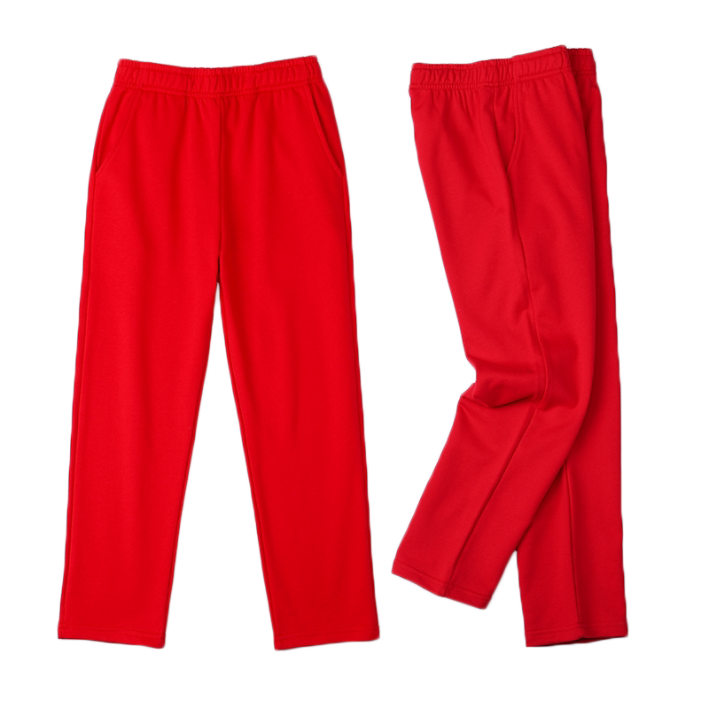 红色春秋薄款直筒小学生校服裤