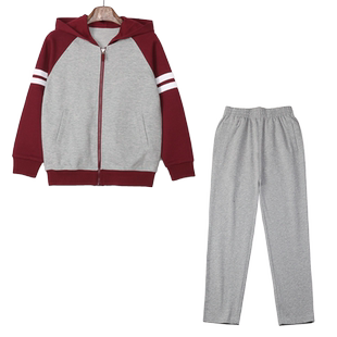 小学生校服运动套装春秋儿童童藏青色拉链外套男童棒球服枣红灰色
