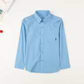 男童弹力白衬衣英伦风中小学生校服纯棉中大童儿童浅蓝色衬衫 长袖