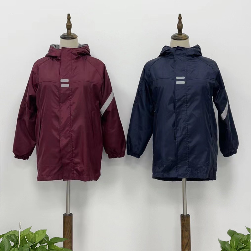 小学生校服冲锋衣可拆卸二合一枣红藏青色墨绿色儿童棉服加绒加厚