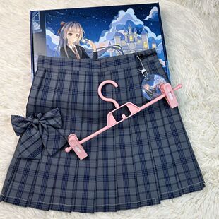 可栗鹿JK原创【灰水蓝】校园风女百褶裙短裙蓝格裙日系校供显瘦