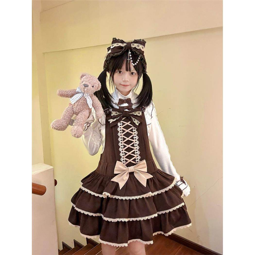 【To Alice】熊之原创lolita古早昭和蛋糕三层裙摆背带裙衬衫套装
