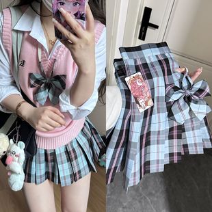 风吹麦香jk制服格裙原创正版校供感半身裙女春夏季显瘦学院风套装