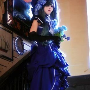 cosplay服黑执事『夏尔/少爷女装礼服蓝色版知更鸟洋装COS』套装