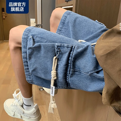 工装牛仔短裤男士夏季潮牌